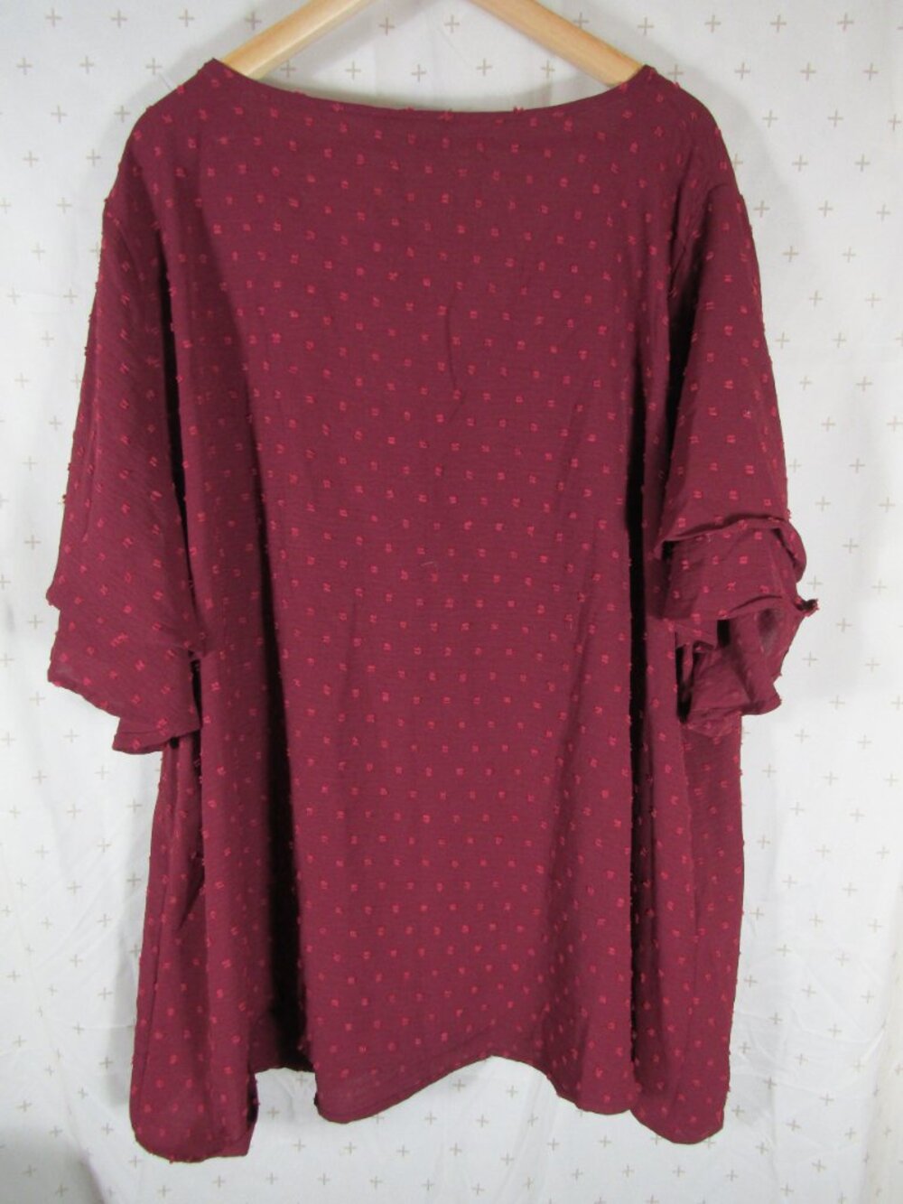 Bloomchic Burgundy Ruffle Sleeve Top Women's Plus Size 28 - Picture 4 of 7